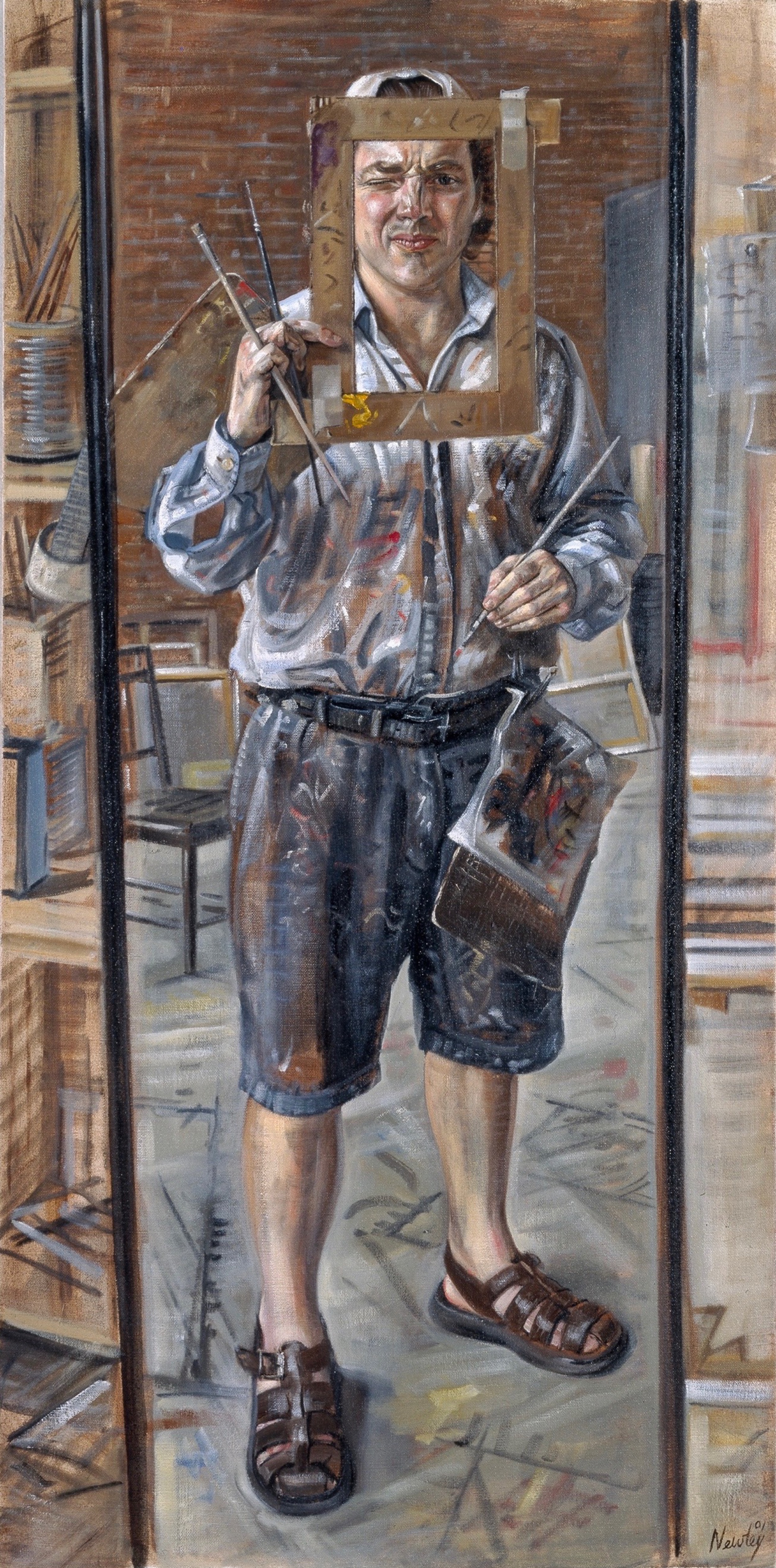 painting-alexander-newley-Self-Portrait-with-Feet-on-The-Ground-noborder